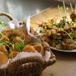 Vegetarian catering platter with fried bread and colourful skewers, ideal for events and crafted by Catering by Nikki in Christchurch.
